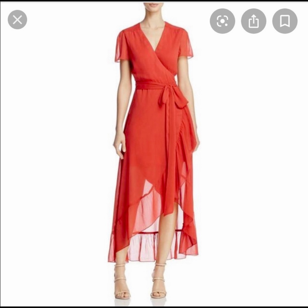 WAYF Natasha High-Low Wrap Dress in Red